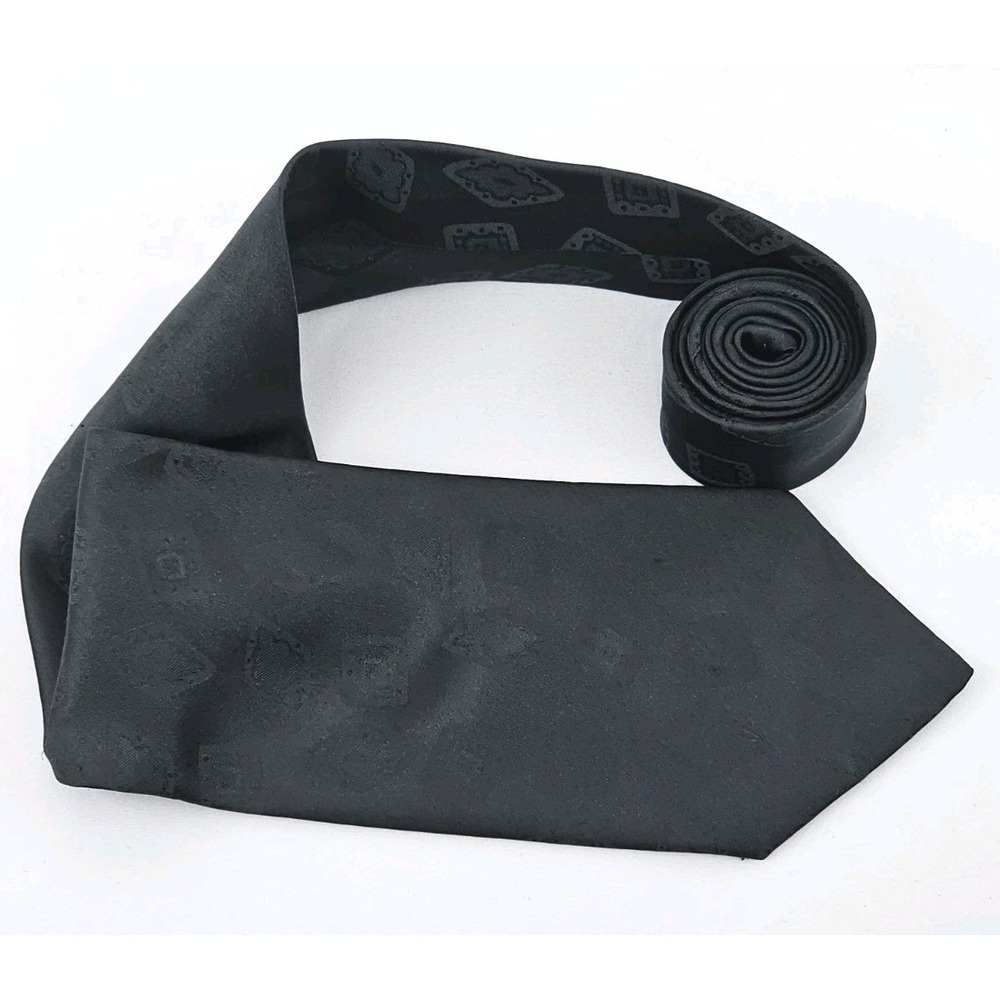 Vintage Ketch Black Monochrome Geometric Shapes Neck Tie Classic Wide Red Inner